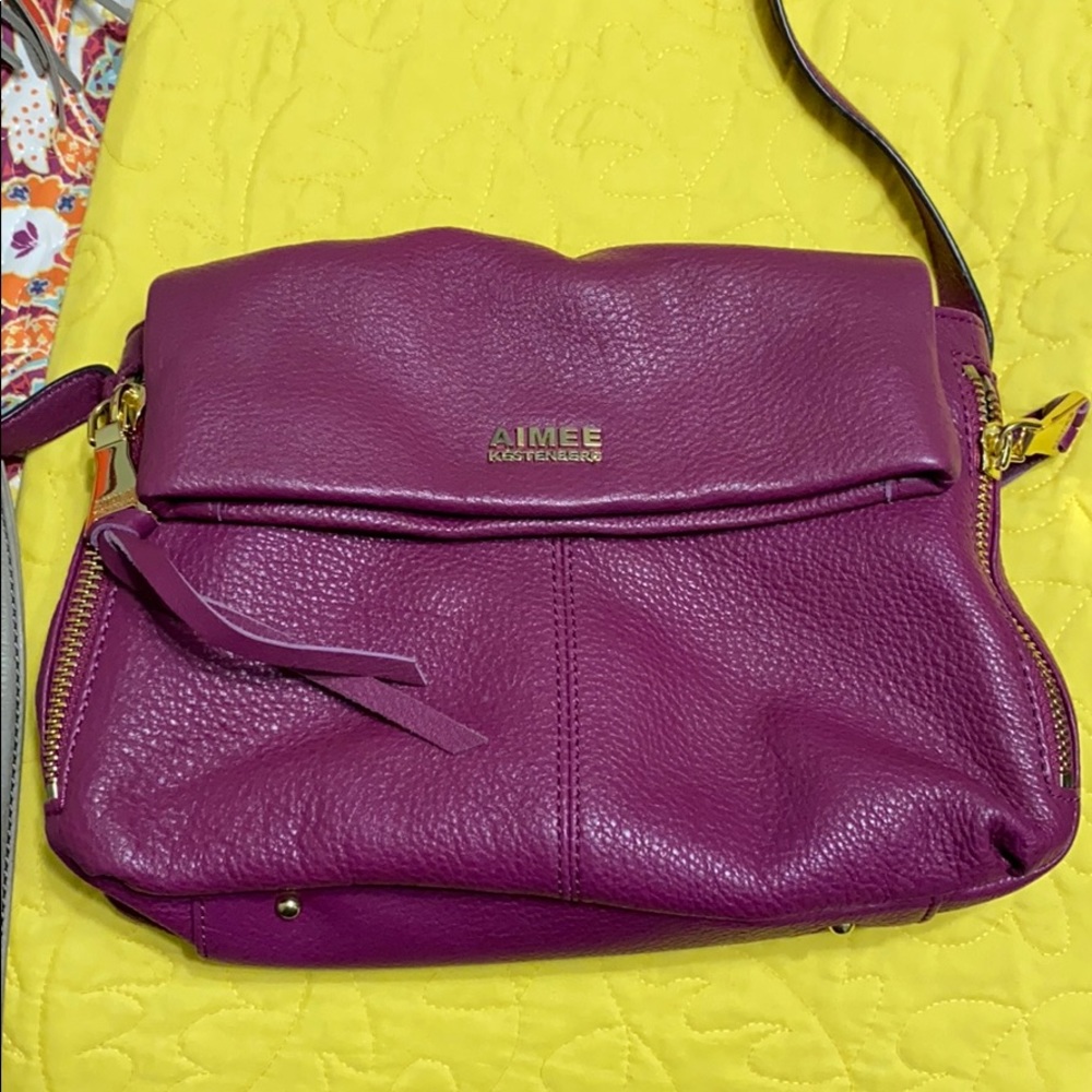 Purple pebble leather crossbody
